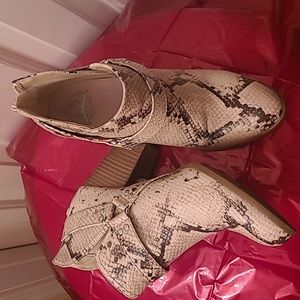 Fergalicious Snakeskin Booties, Size 8